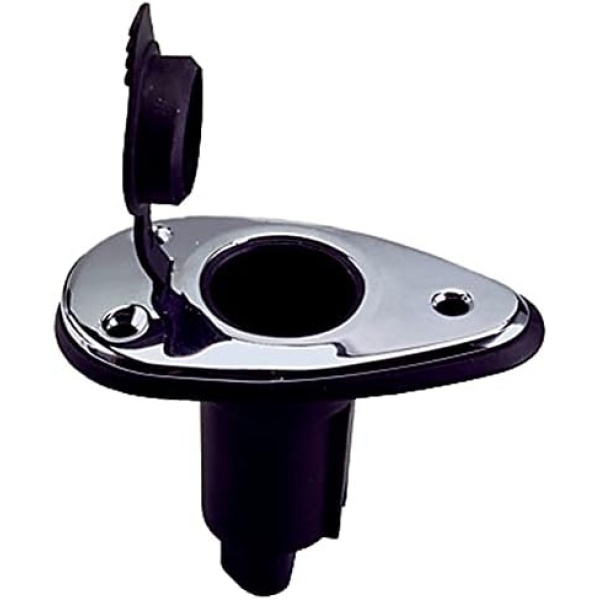 Perko 1048P00DP Chrome-Plated 2-Pin Plug-In Light Base with 5° Rake - 3.5" x 2"